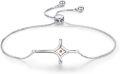 wholesale 925 Sterling Silver Cross with Yellow Stone Adjustable Friendship Bracelet - Christmas Gift for Her-0-0