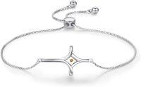 wholesale 925 Sterling Silver Cross with Yellow Stone Adjustable Friendship Bracelet - Christmas Gift for Her-A01 - Mustard Seed Silver