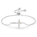 wholesale 925 Sterling Silver Cross with Yellow Stone Adjustable Friendship Bracelet - Christmas Gift for Her-0-0