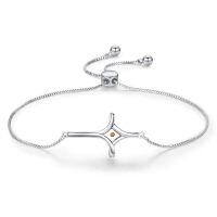 wholesale 925 Sterling Silver Cross with Yellow Stone Adjustable Friendship Bracelet - Christmas Gift for Her-A01 - Mustard Seed Silver