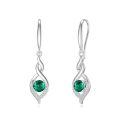 wholesale 925 Sterling Silver Created Emerald Cubic Zirconia Twist Drop Earrings For Women-0-0
