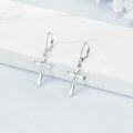 wholesale 925 Sterling Silver Cross Drop Earrings White Gold Plated Polished Lever Back For Women-0-2