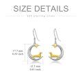 wholesale 925 Sterling Silver Crescent Moon Star Dachshund Dog Two Tone Drop Earrings-0-2