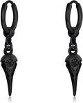 wholesale Black 925 Sterling Silver Viking Raven Celtic Knot Norse Huggie Hoop Punk Rock Earrings-0-0