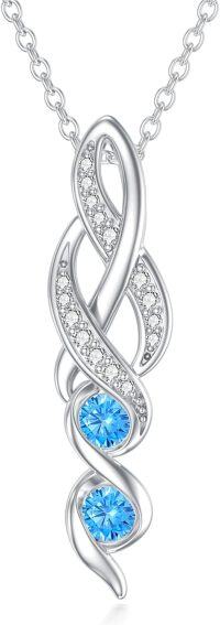 wholesale 925 Sterling Silver Blue Topaz Infinity Birthstone Necklace for Women 18 +2-Dec Blue Topaz
