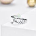 wholesale 925 Sterling Silver Abalone Turquoise Opal Adjustable Faith Cross Ring for Women-0-3