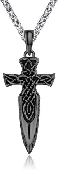 wholesale  Metal Cross Viking Gungnir Necklace Odin's Spear Pendant Amulet -BLACK