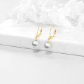 wholesale 925 Sterling Silver White Round Pearl Drop Dangle Leverback Earrings for Women-0-2