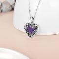 wholesale 925 Sterling Silver Blue Crystal Heart Locket Necklace for Women - Always in My Heart-0-11