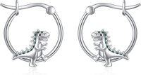 wholesale 925 Sterling Silver Dinosaur Hoop Earrings - Cute Animal  for Women and Girls-Dinosaur