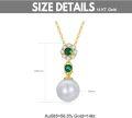wholesale 14K Gold Green Crystal & White Pearl Pendant Necklace for Women - Elegant  Idea-0-2