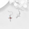 wholesale 925 Sterling Silver Cross with Cardinal Bird Drop Earrings for Women Gifts-0-4