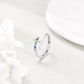 wholesale 925 Sterling Silver Rainbow Stone 7 Chakra Cross Adjustable Ring - Inspirational Faith s for Women-0-1