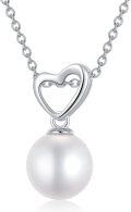 wholesale 925 Sterling Silver Heart-Shaped Chain with White Freshwater Pearl Pendant Necklace-0-0