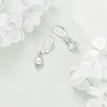 wholesale 925 Sterling Silver Platinum Plated Tulip Flower Shell Pearl Drop Earrings-0-3