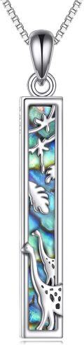 wholesale 925 Sterling Silver Rectangular Pendant with Abalone Shell Inlay and Animal Motifs Necklaces-0-0