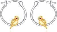 wholesale 925 Sterling Silver Gold Bird Huggie Hoop Earrings for Sensitive Ears-Parrot