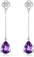 wholesale 925 Sterling Silver Purple Amethyst Celtic Knot Drop Earrings for Women-0-0