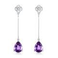 wholesale 925 Sterling Silver Amethyst Drop Earrings-0-0