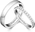 TOUPOP Sterling Silver Moissanite Couples Rings Set Engraved Name-0-0