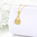 wholesale 14k Gold Teardrop Necklace Wholesale With Lotus Design And Lab Diamond-0-2