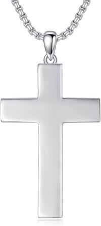 wholesale 925 Sterling Silver Square Cross Pendant  - Mens Womens Christian Religious -Dainty Glossy Cross