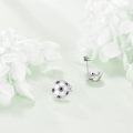 wholesale 925 Sterling Silver Soccer Ball CZ Stud Earrings - Black & White Sport  for Her-0-2