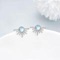 wholesale 925 Sterling Silver Gold Moonstone Starburst Stud Earrings for Women and Girls-0-2