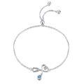 wholesale 925 Sterling Silver Infinity Knot Bracelet Wholesale With Blue Crystal Charm Adjustable Chain-0-0
