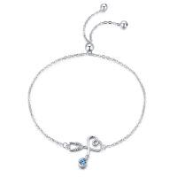 wholesale 925 Sterling Silver Infinity Knot Bracelet Wholesale With Blue Crystal Charm Adjustable Chain-12 Dec