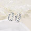 wholesale S925 Sterling Silver Celtic Knot Huggie Earrings with Star Design and Braided Pattern-0-4