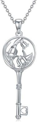wholesale Sterling Silver Diamond Birth Flower Key Necklace for Women-0-0