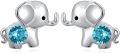 wholesale 925 Sterling Silver 12 Birthstones Elephant Earrings for Women Gift-0-0