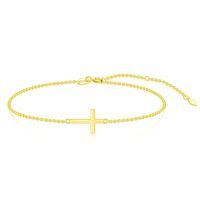 wholesale Gold Religious Cross Bracelet for Women - 7 inches Long -cross 14k solid