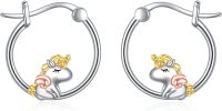 wholesale 925 Sterling Silver Unicorn Hoop Earrings - Cute Animal Design for Girls & Women's Gift Ideas-Unicorn