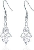 wholesale 925 Sterling Silver Heart-Shaped Moissanite Celtic Knot Drop Huggies-0-0