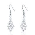 wholesale 925 Sterling Silver Heart-Shaped Moissanite Celtic Knot Drop Huggies-0-0