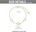 wholesale 10K Gold 3 Hearts Diamond Anklet for Women - 10K Gold Jewelry-0-3