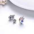 wholesale 925 Sterling Silver Hypoallergenic Rainbow Crystal Heart Unicorn Studs for Kids Teens Adults-0-3