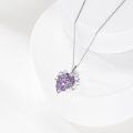 wholesale 925 Sterling Silver Purple Crystal Grape Vine Leaf Pendant Necklace for Women Gifts-0-4