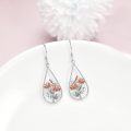 wholesale 925 Sterling Silver Pink Flower Teardrop Dangle Earrings-0-1