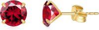 wholesale 14K Yellow Gold Simulated Diamond Stud Earrings-1-January-Garnet