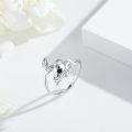 wholesale 925 Sterling Silver Cute Panda Rings Wholesale With Leaves-0-1