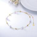 wholesale 14K Gold Chain with Purple Opals and Beads for Women's Bracelets (Size: Adjustable)-0-2