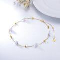wholesale 14k Gold White Opal Ball Bead Station Chain Bracelet-0-2