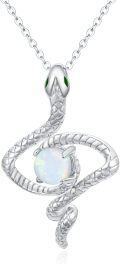 wholesale 925 Sterling Silver Synthetic Opal Snake Necklace - Power, Wisdom, Wealth, Hypoallergenic Jewelry Gift for Women-0-0