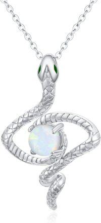 wholesale 925 Sterling Silver Synthetic Opal Snake Necklace - Power, Wisdom, Wealth, Hypoallergenic Jewelry Gift for Women-White Opal
