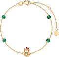 wholesale 14K Gold Green Stone Red Enamel Frog & Mushroom Charm Bracelet for Women Mom - Adjustable Length-0-0