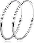 wholesale Sterling Silver Hoop Earrings Polished Round Circle Endless 20 80mm-0-0