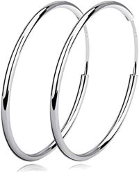 wholesale Sterling Silver Hoop Earrings Polished Round Circle Endless 20 80mm-Diameter 30mm Medium Hoop Earrings